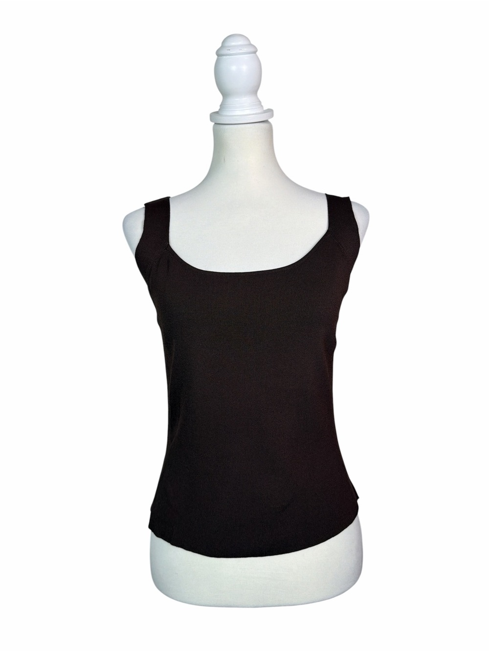 J’Envie New York Dark Brown Ribbed Knit Scoop Neck Tank Top S